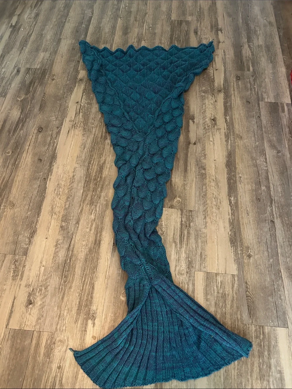 Cozy Teal Mermaid Tail Throw Blanket by